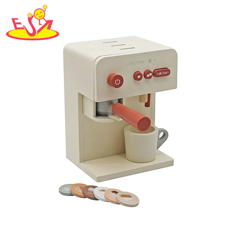 New Arrival Play House Kitchen Appliance Wooden Coffee Machine Toy For Kids W10D632